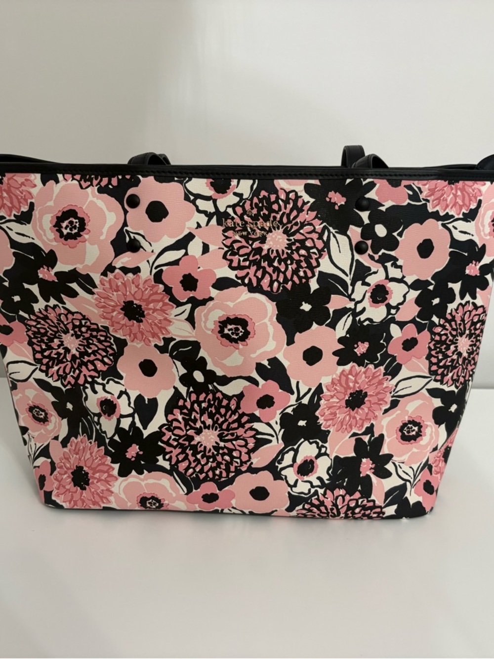 kate spade Pink and Black Floral Tote